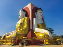 Four Sided Sitting Buddha Statue At.Kyaikpun Pagoda In Bago, Myanmar