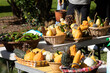 Harvest festival table with different vegetables and fruits