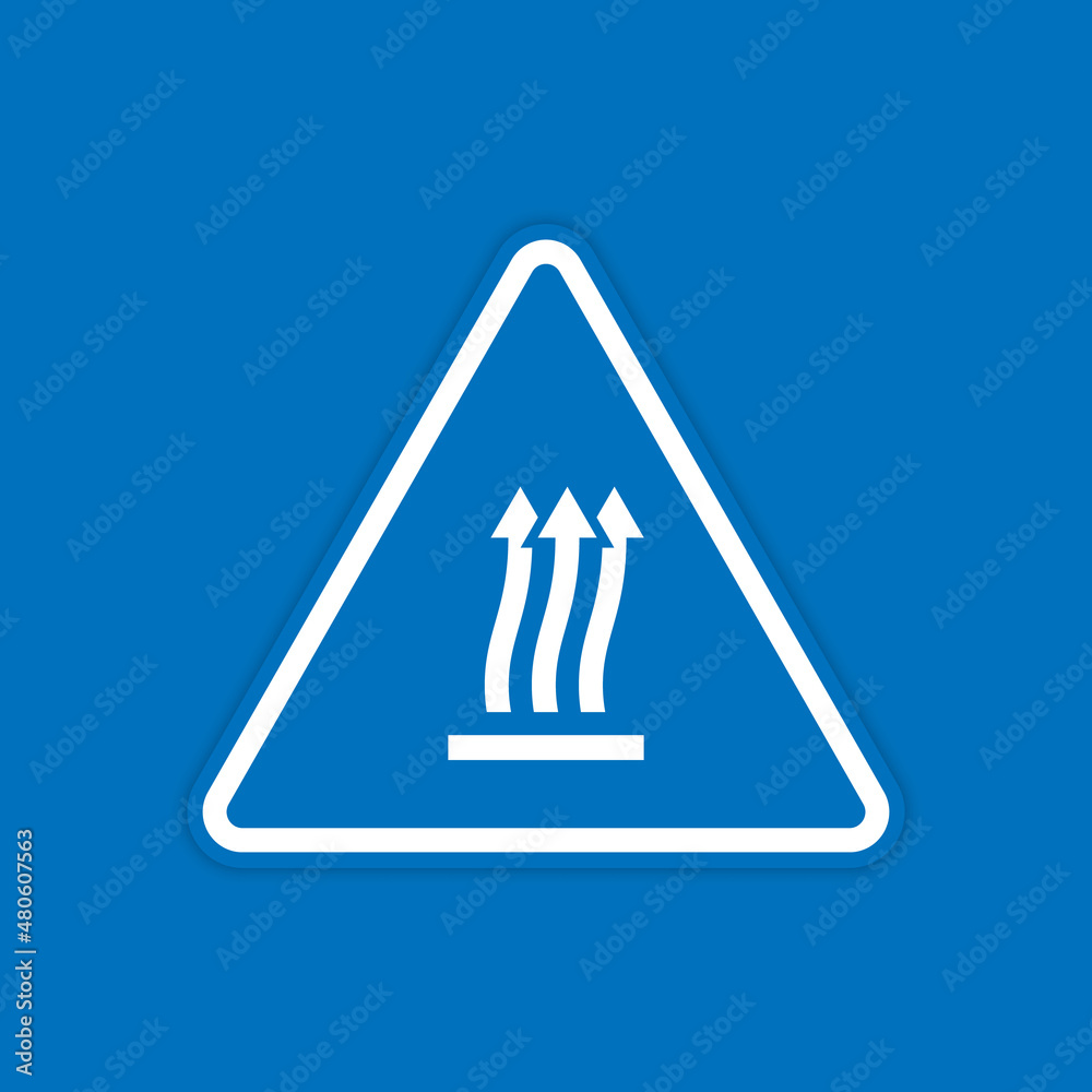 Heat warning sign. Triangle warning sign of heat with a wavy arrows ...