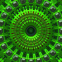 Wall Mural - 3d effect - abstract green metallic surface geometric pattern