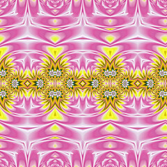 Wall Mural - abstract pink yellow white fractal geometric pattern