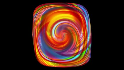 Poster - Circular geometric swirl with 3d render gradient and dynamic movement. Hypnotic swirling spiral lines with bright wave hues. Digital psychedelic lollipop for decorative web design.