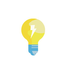 Colorful Light Bulb With Lightning, Electricity - Vector Iillustration