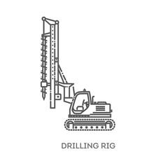 Wall Mural - Water Well Drilling Rig. Industrial transport. Industrial machinery icon. Vector symbol