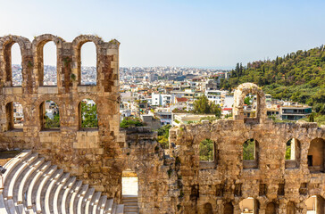 Wall Mural - Athens view from Odeon of Herodes Atticus, Greece, Europe