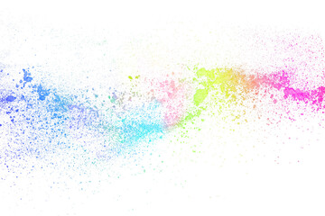 Wall Mural - abstract powder splatted background. Colorful powder explosion on white background. Colored cloud. Colorful dust explode. Paint Holi.
