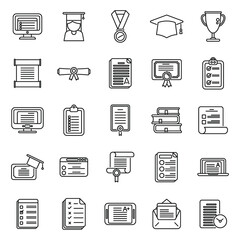 Poster - Final exam icons set outline vector. Student college