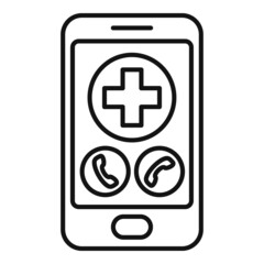 Sticker - Emergency call icon outline vector. Contact phone