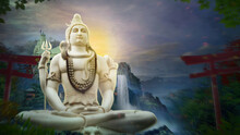 Lord Shiva Shiv 3d Wallpaper Lord Shiv With Clouds And Sun Rays, God Mahadev Mural 3D Illustration Bholenath Maha Shivratri