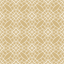 Abstract Geometric Seamless Pattern. Golden Lines Texture, Elegant Floral Lattice, Mesh, Weave. Oriental Traditional Luxury Background. Gold Ornament, Repeat Tiles. Modern Linear Design. Stock Vector