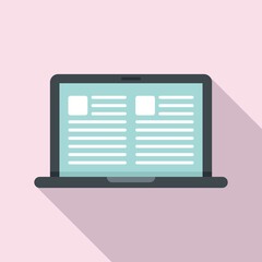 Poster - Laptop doc comparison icon flat vector. Scale balance