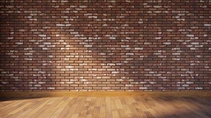  Minimalist room. Brick wall, floor, plinth. Red brick. 3d render