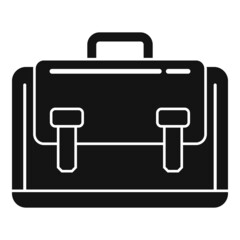 Poster - Leather laptop bag icon simple vector. Suitcase shoulder