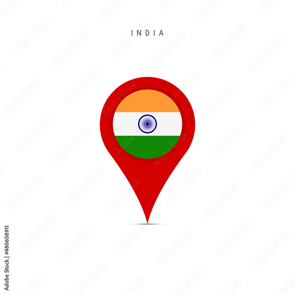 Teardrop map marker with flag of India. Indian flag inserted in the ...