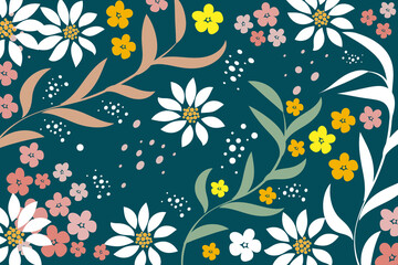 Wall Mural - Flat floral pattern design. - Vector.