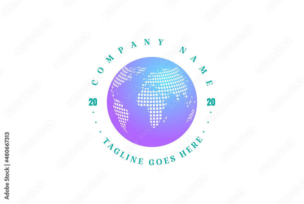 Modern World Globe Earth Map for Nation Unity Logo Design Vector Stock ...