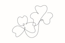 Continuous Line Drawing Of Clover Leaf. Single One Line Art Vector Illustration