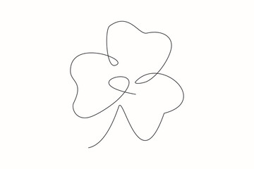 Wall Mural - Continuous line drawing of clover leaf. Single one line art vector illustration