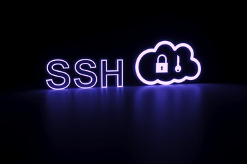 Wall Mural - SSH neon concept self illumination background 3D illustration