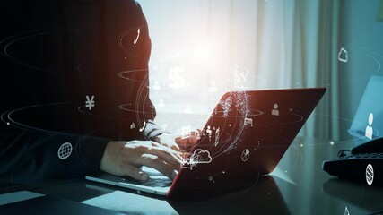 Fototapete - Business and technology concept. Digital transformation.