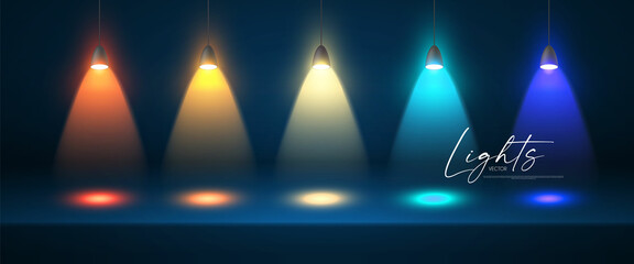 Wall Mural - colorful spotlight and empty scene. light effect presentation design. showcase element.