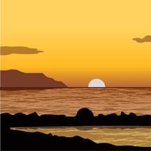 Sunset Orange Sea