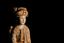 Geisha Portrait , Old Ivory Figure, Copy Space.