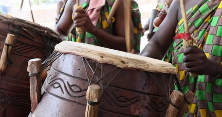 african traditional drum and musicians accra ghana. traditional cultural music instruments, drums, f