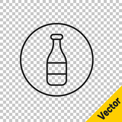 Poster - Black line Bottle icon isolated on transparent background. Vector