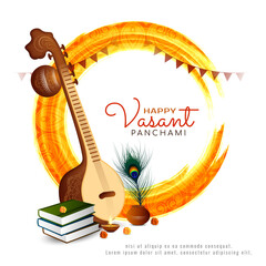 Wall Mural - Happy Vasant Panchami Indian cultural festival background design