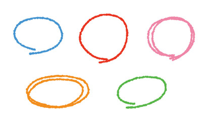 Wall Mural - Colorful round frames drawn with crayons. Vector doodle illustration set.