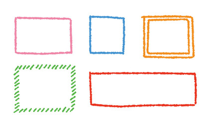 Wall Mural - colorful square frames drawn with crayons. vector doodle illustration set.