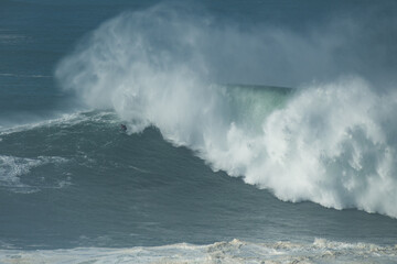  A big wave at Praia do Norte Beach in Nazare. 2022/01/08