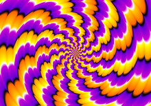 Yellow And Purple Spirals. Spin Illusion.