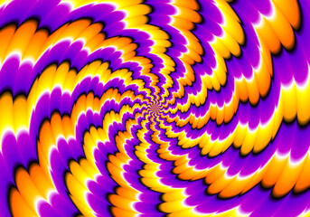 Wall Mural - yellow and purple spirals. spin illusion.