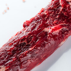 Wall Mural - Fresh and raw beef meat. Whole piece of tenderloin ready to cook on white background