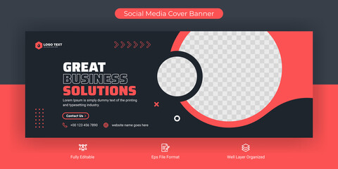 Wall Mural - Creative corporate business marketing social media Facebook cover banner post template	