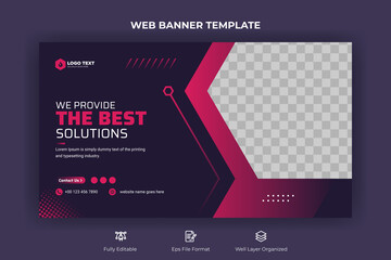 Wall Mural - Creative corporate social media web banner and youtube thumbnail template | Youtube live stream video thumbnail for marketing agency | video thumbnail | Youtube thumbnail	