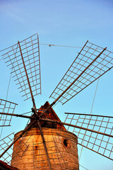 Poster - The salt flats with a windmill of Trapani, Sicily (Italy)