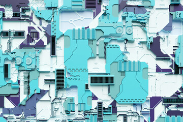 Aufkleber - 3D illustration Abstract geometric tech pattern. Grunge textured wallpaper. Geometric repeating background for a boy, sports textiles, clothes, wrapping paper.
