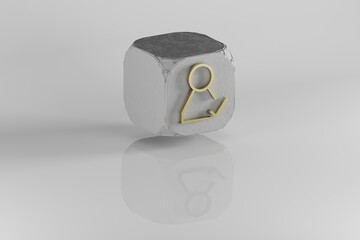 Aufkleber - User check  icon. Yellow Golden User check symbol on stone cube and white background. 3d rendering illustration. Background pattern for design.