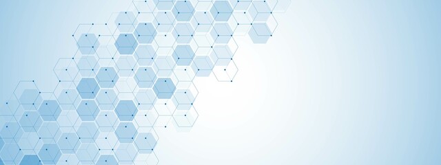 Poster - background vector technology. hexagon design, honeycomb. texture of lines and points, cells. informa