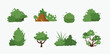 bush landscape icon set, vector illustration, flat design.