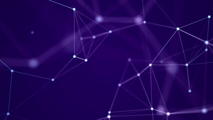 Poster - Big data visualization. Network connection structure with chaotic distribution of points and lines. 3D rendering.