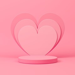 Poster - love background concept, mock up scene with podium geometry shape for valentine's day event. 3d rend