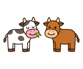 Wall Mural - cute cartoon cows drawing