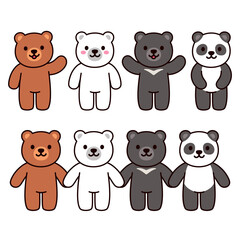 Wall Mural - cute cartoon bears set