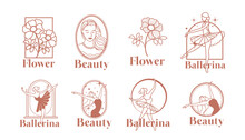 Ballerina Women And Flowers Logo Template