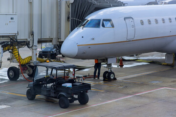 Wall Mural - Luggage many suitcases when loaded an airplane