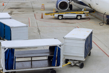 Wall Mural - Airport runway with cargo transport on wait for airplane